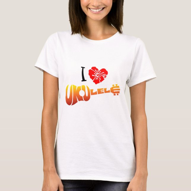 T-shirts Eu amo o Ukulele (Frente)