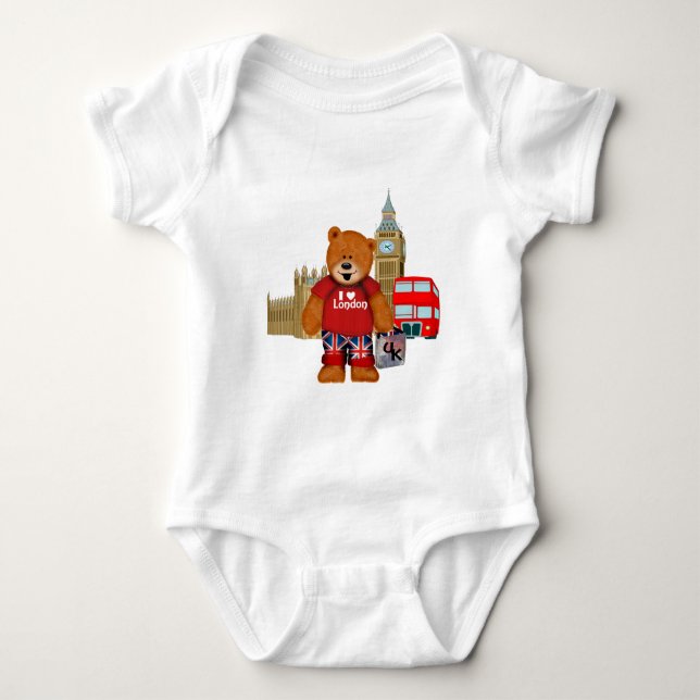 T-shirts Eu amo o urso de ursinho de LONDRES (Frente)