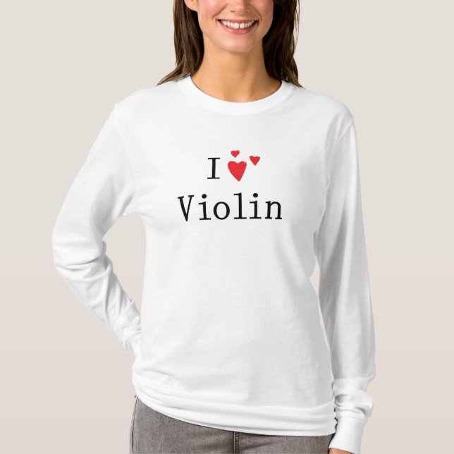 T-shirts Eu amo o violino (Frente)