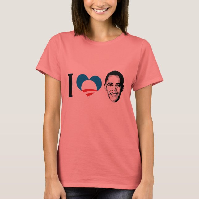 T-shirts Eu amo Obama azul (Frente)