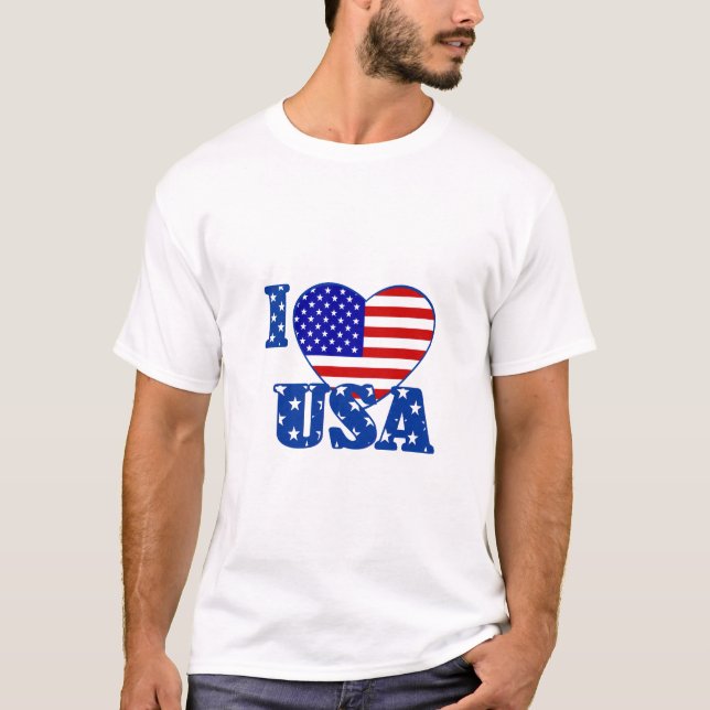 T-shirts Eu amo os EUA (Frente)