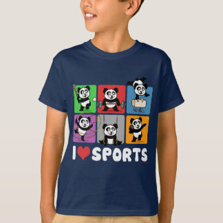 T-shirts Eu amo pandas dos esportes