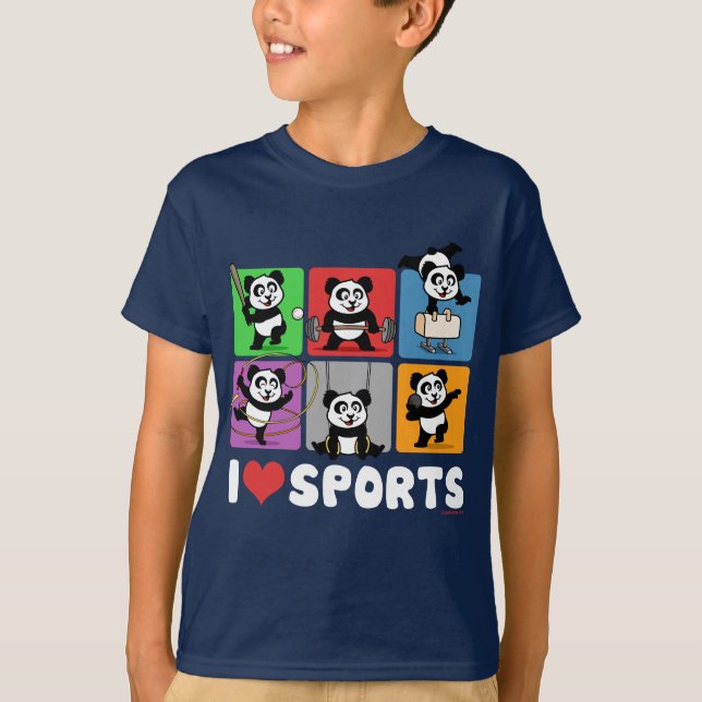 T-shirts Eu amo pandas dos esportes (Frente)