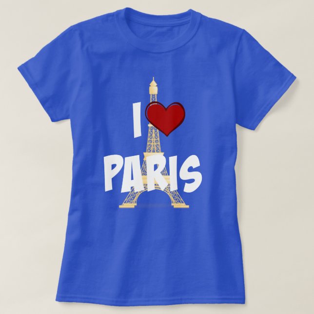 T-shirts Eu Amo Paris, Torre Eiffel (Frente do Design)