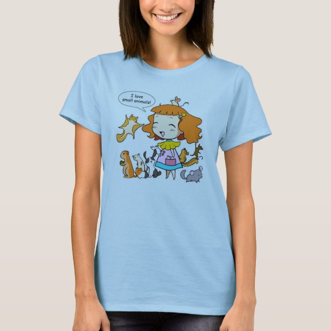 T-shirts Eu amo pequenos animais (Frente)