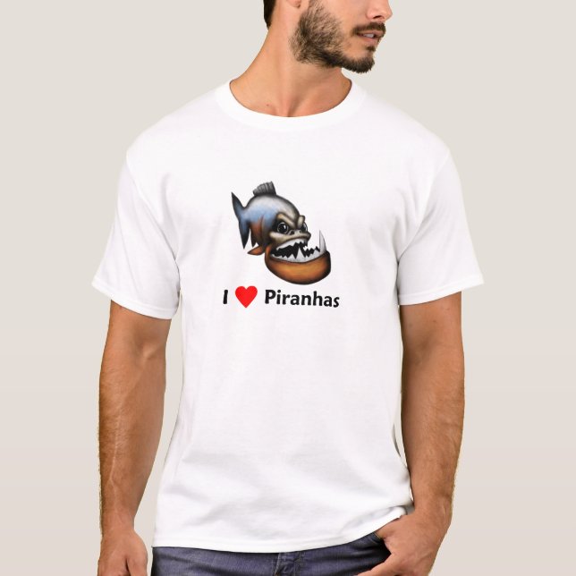 T-shirts Eu amo Piranhas (Frente)