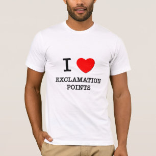 T-shirts Eu amo pontos de exclamação