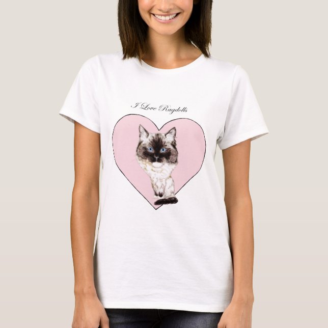 T-shirts Eu amo Ragdolls (Frente)