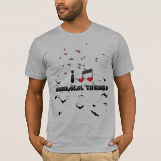 T-shirts Eu amo Techno mínimo