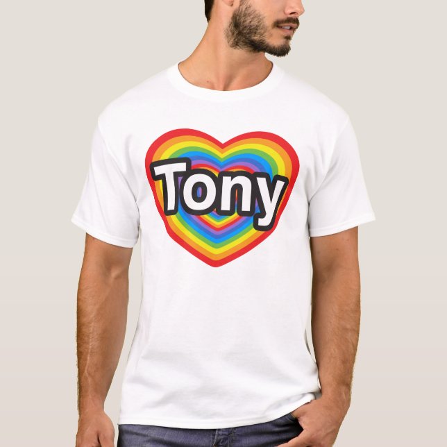 T-shirts Eu amo Tony. Eu te amo Tony. Coração (Frente)
