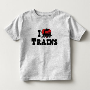 T-shirts Eu Amo Trens Coração - Amante de Trem Modelo