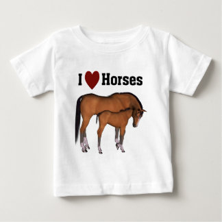 T-shirts Eu Amo Visto de Criança de Cavalos