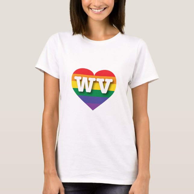 T-shirts Eu amo West Virginia Rainbow Heart (Frente)