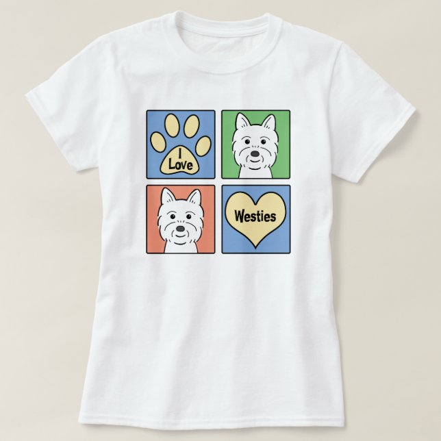 T-shirts Eu amo Westies (Frente do Design)