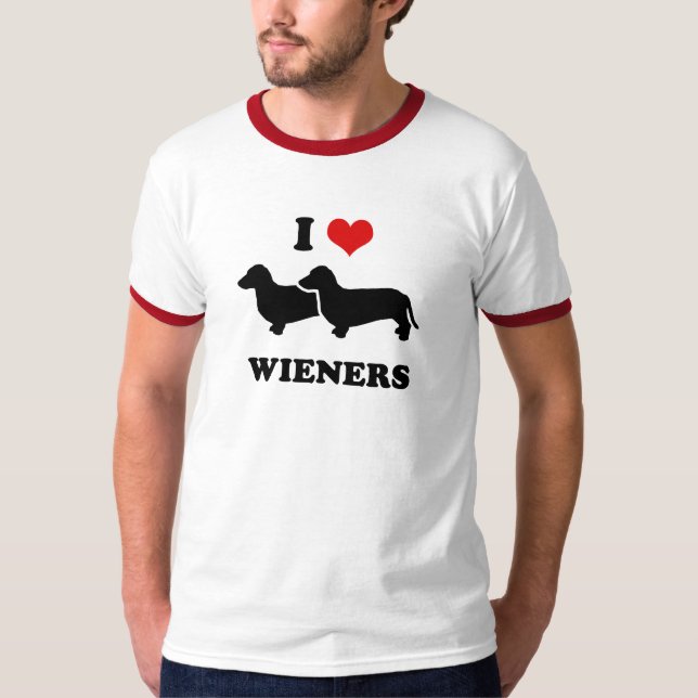 T-shirts Eu amo wieners (Frente)