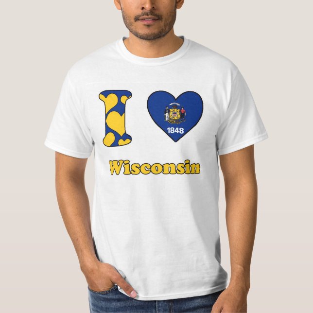 T-shirts Eu amo Wisconsin (Frente)