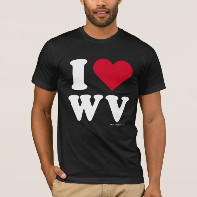 T-SHIRTS "EU AMO WV" "QUE EU AMO WEST VIRGINIA " (Frente)