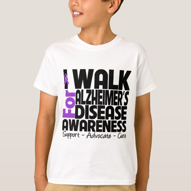 T-shirts Eu ando para a consciência da doença de Alzheimer (Frente)