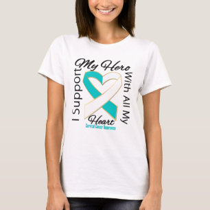T-shirts Eu apoio meu herói - consciência do cancro do co
