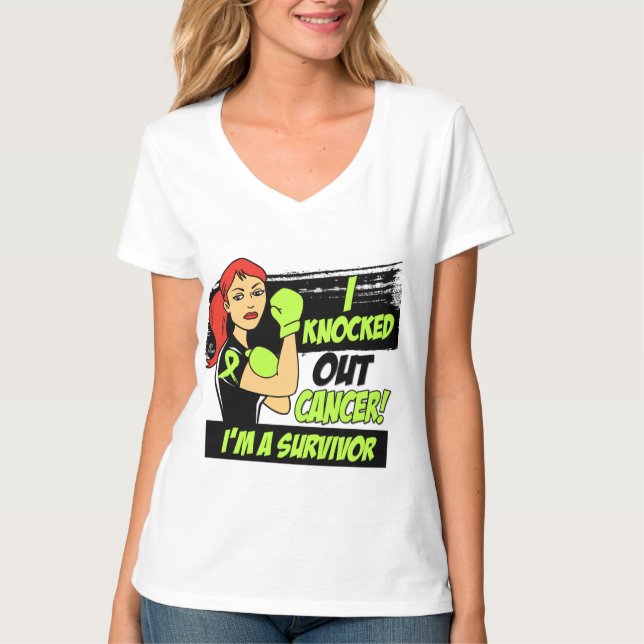 T-shirts Eu bati para fora o cancer do linfoma de (Frente)