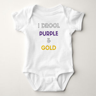 T-shirts Eu Drool roxo e ouro