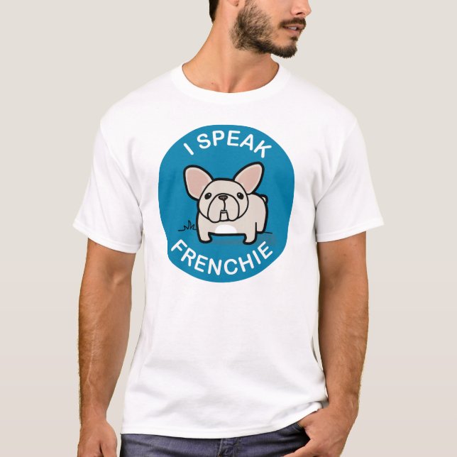 T-shirts Eu falo Frenchie - azul (Frente)