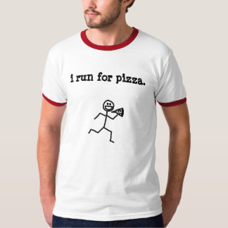 T-shirts eu funciono para a pizza