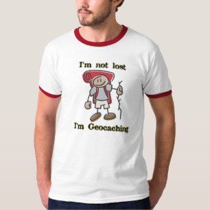 T-shirts "Eu não sou" gráfico perdido de Geocaching para