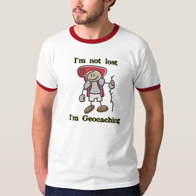 T-shirts "Eu não sou" gráfico perdido de Geocaching para (Frente)