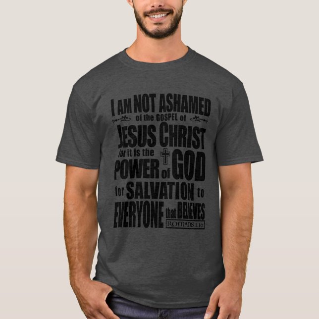 T-shirts Eu não sou humilhado do evangelho do Jesus Cristo, (Frente)