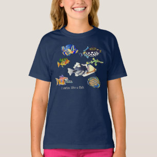 T-shirts Eu Natação Como Um Peixe