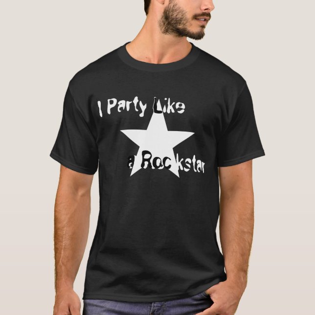 T-shirts Eu Party como um Rockstar (Frente)