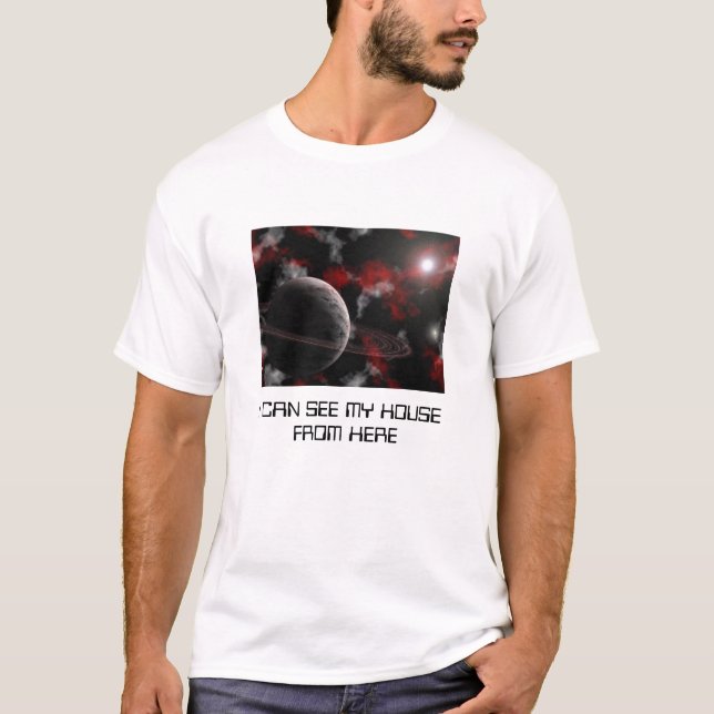 T-SHIRTS EU POSSO VER MINHA CASA DE AQUI (Frente)