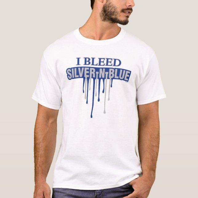 T-shirts Eu Sangro Prata e Azul (Frente)