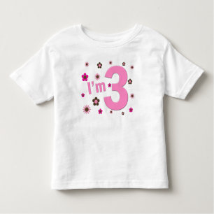 T-shirts "Eu sou 3" rosa & flores de Brown