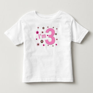 T-shirts "Eu sou 3" rosa & flores de Brown