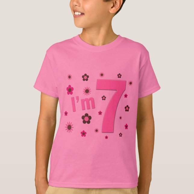 T-shirts Eu sou 7 flores do rosa e do Brown (Frente)