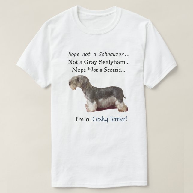 T-shirts Eu sou um Cesky Terrier (Frente do Design)