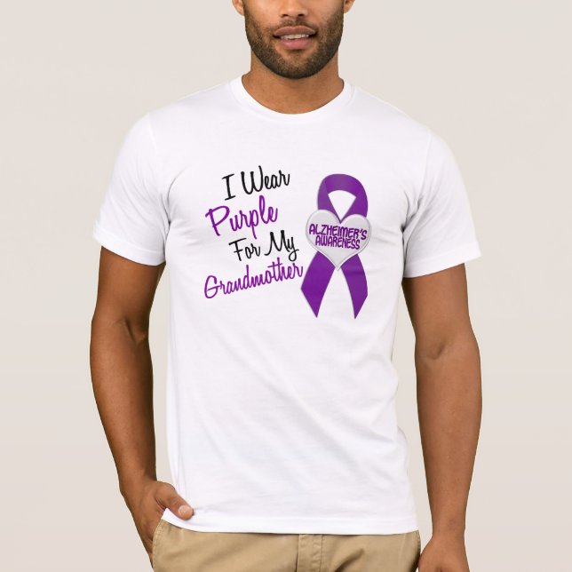 T-shirts Eu visto a doença de Alzheimer roxa da fita (Frente)