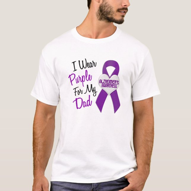 T-shirts Eu visto a doença de Alzheimer roxa da fita (Frente)