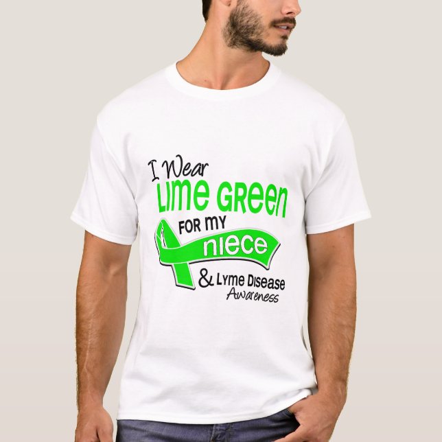 T-shirts Eu visto a doença de Lyme da sobrinha do verde (Frente)