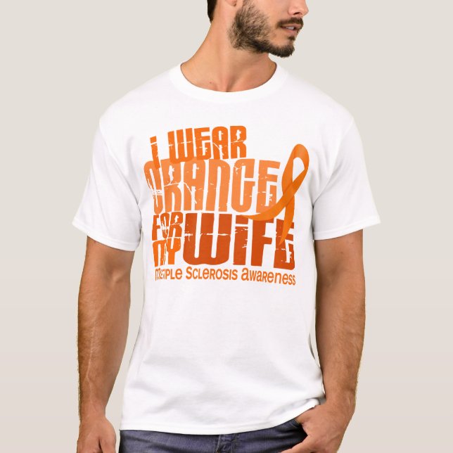 T-shirts Eu visto a laranja para a esclerose múltipla do MS (Frente)