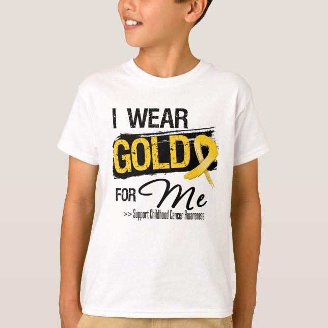 T-shirts Eu visto o ouro para mim fita do cancer da (Frente)