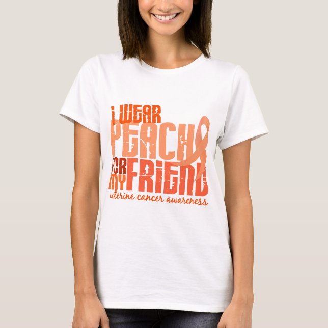 T-shirts Eu visto o pêssego para meu cancer uterina do (Frente)