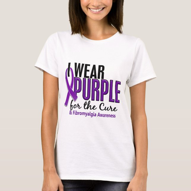 T-shirts Eu visto o roxo para a fibromialgia da cura 10 (Frente)