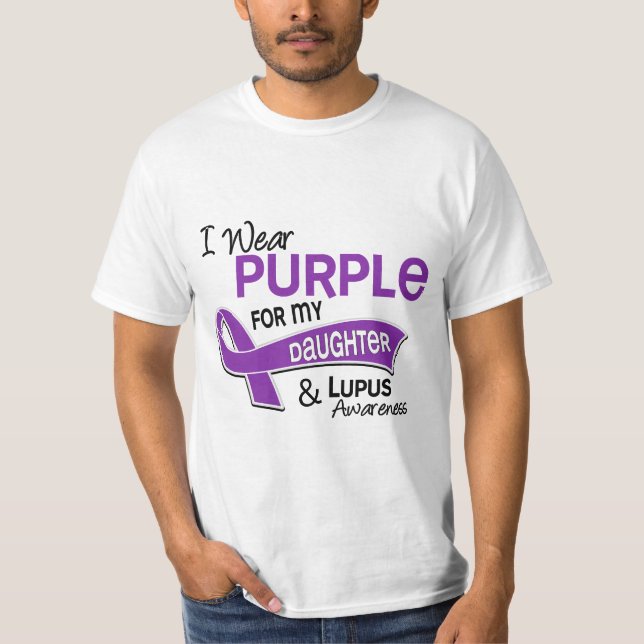 T-shirts Eu visto o roxo para meu lúpus da filha 42 (Frente)