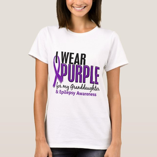 T-shirts Eu visto o roxo para minha epilepsia da neta 10 (Frente)