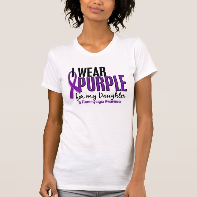 T-shirts Eu visto o roxo para minha fibromialgia da filha (Frente)