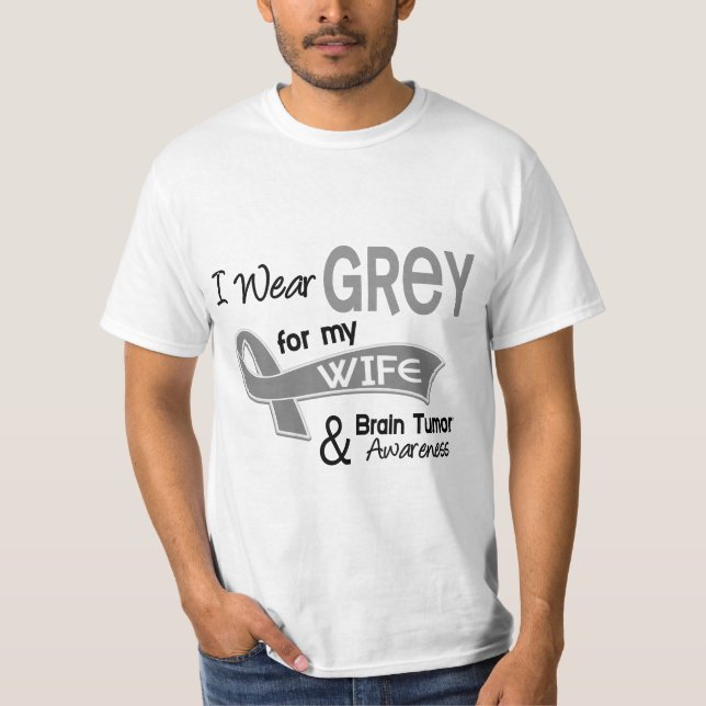 T-shirts Eu visto o tumor cerebral da esposa do cinza 42 (Frente)