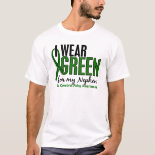T-shirts Eu visto o verde para minha paralisia cerebral do